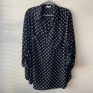 Pleone Womens Tunic Top Size 2x Popover Roll Tab Sleeve Black